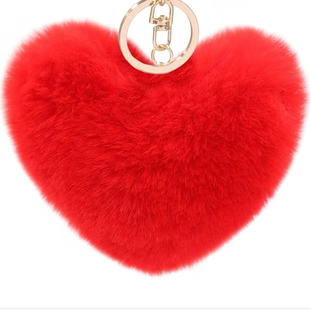 Heart-Shaped Fluffy Keychain or Bag Accessory